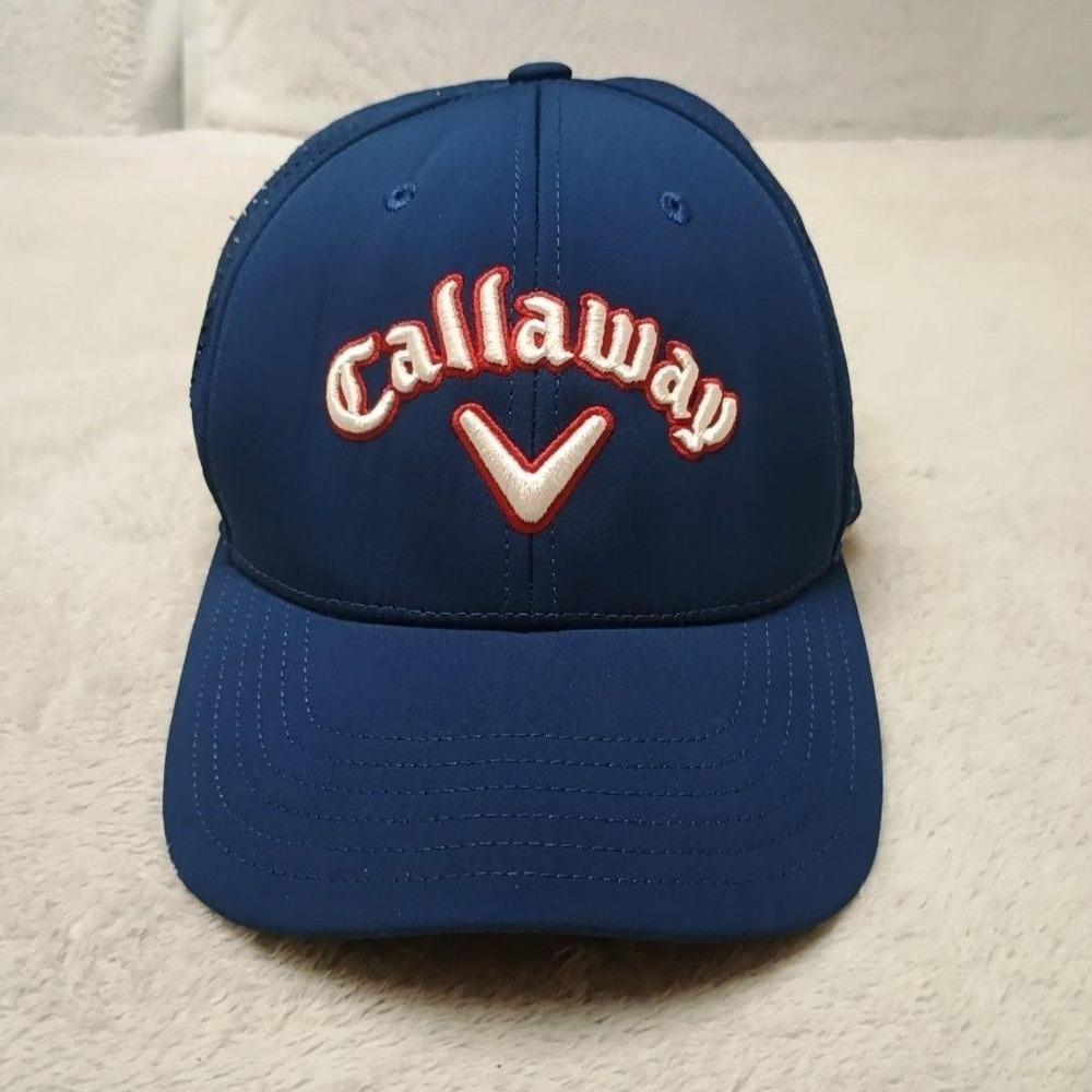 Callaway Golf Hat Cap Strap Back One Size Mens Blue Mesh Microfiber Breathable